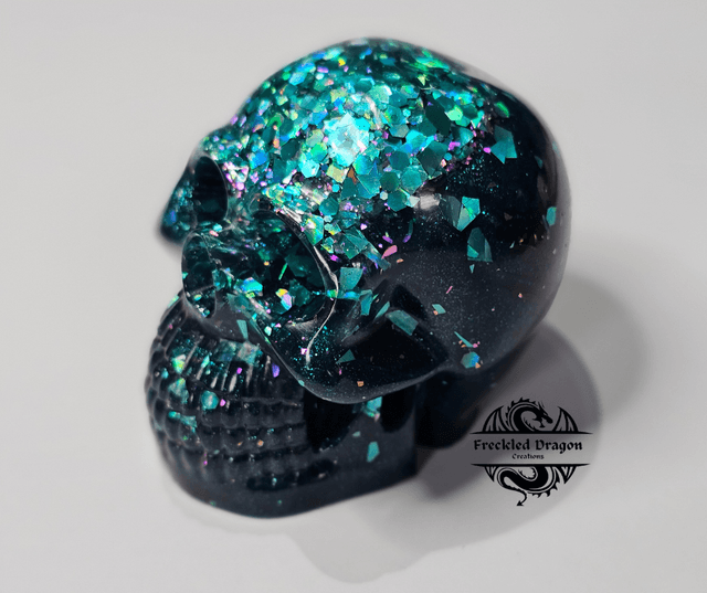 Skull - Teal Glitter