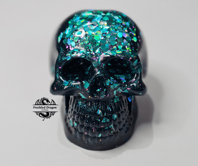 Skull - Teal Glitter
